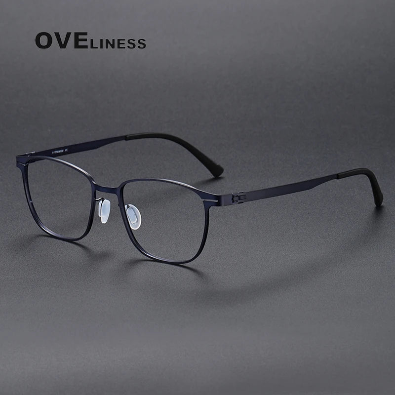 Oveliness Unisex Full Rim Square Screwless Titanium Eyeglasses 0978 Full Rim Oveliness blue