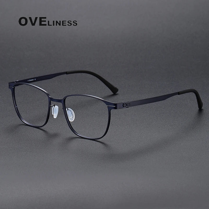 Oveliness Unisex Full Rim Square Screwless Titanium Eyeglasses 0978 Full Rim Oveliness blue