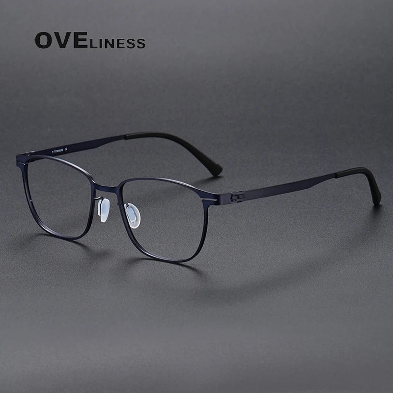 Oveliness Unisex Full Rim Square Screwless Titanium Eyeglasses 0978 Full Rim Oveliness blue  