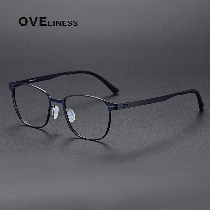Oveliness Unisex Full Rim Square Screwless Titanium Eyeglasses 0978 Full Rim Oveliness blue  