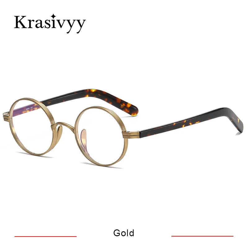 Krasivyy Women's Full Rim Round Titanium Acetate Eyeglasses 66101