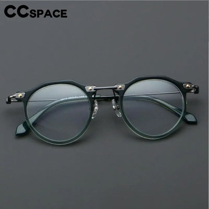 CCspace Unisex Full Rim Flat Top Round Acetate Eyeglasses 57028 Full Rim CCspace