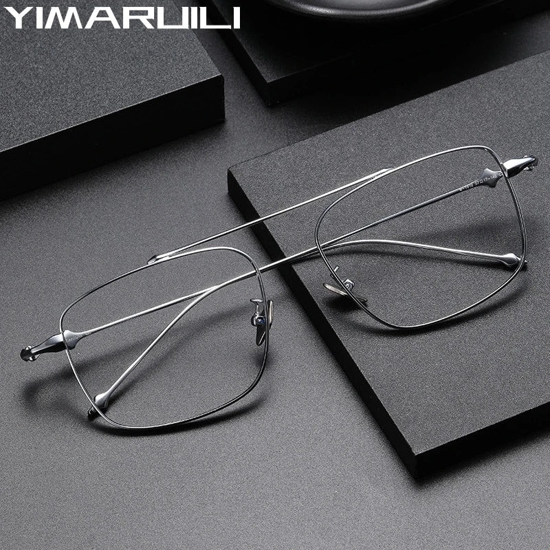 Yimaruili Unisex Full Rim Square Double Bridge Titanium Eyeglasses 81910