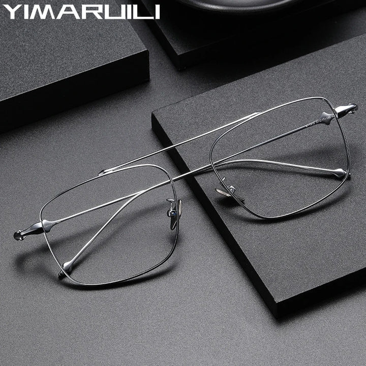 Yimaruili Unisex Full Rim Square Double Bridge Titanium Eyeglasses 81910