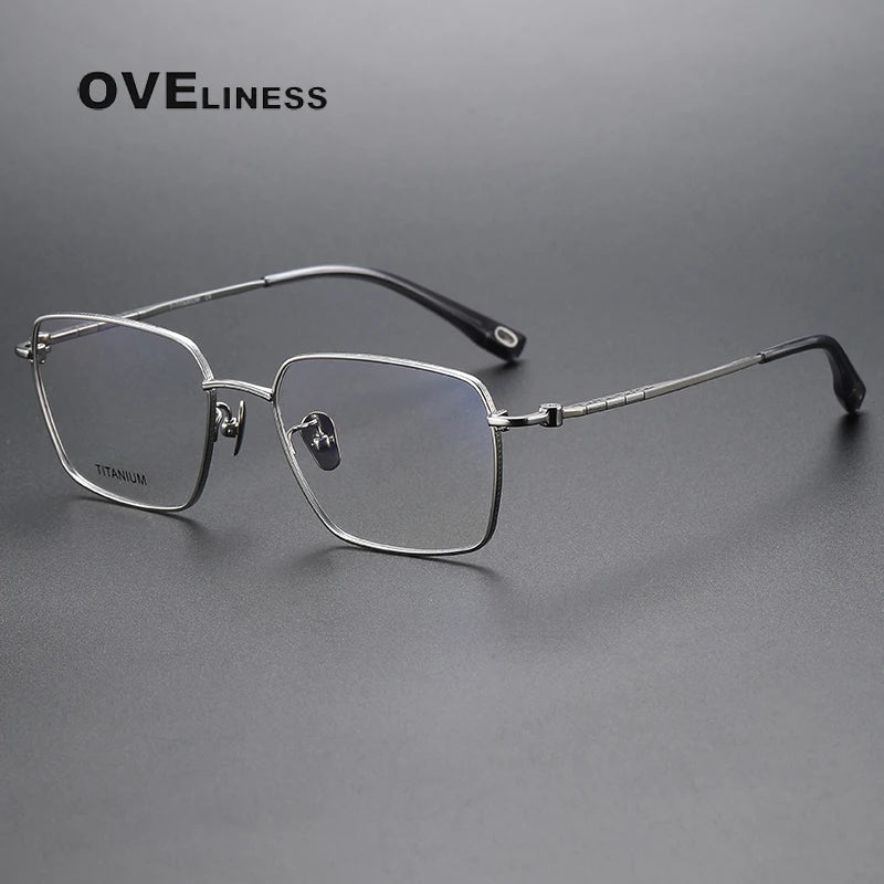 Oveliness Men's Full Rim Square Titanium Eyeglasses 80908 Full Rim Oveliness silver  