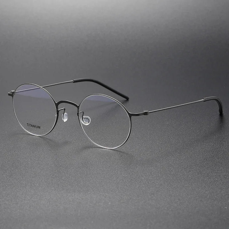 Black Mask Women's Full Rim Round Screwless Titanium Eyeglasses 65504