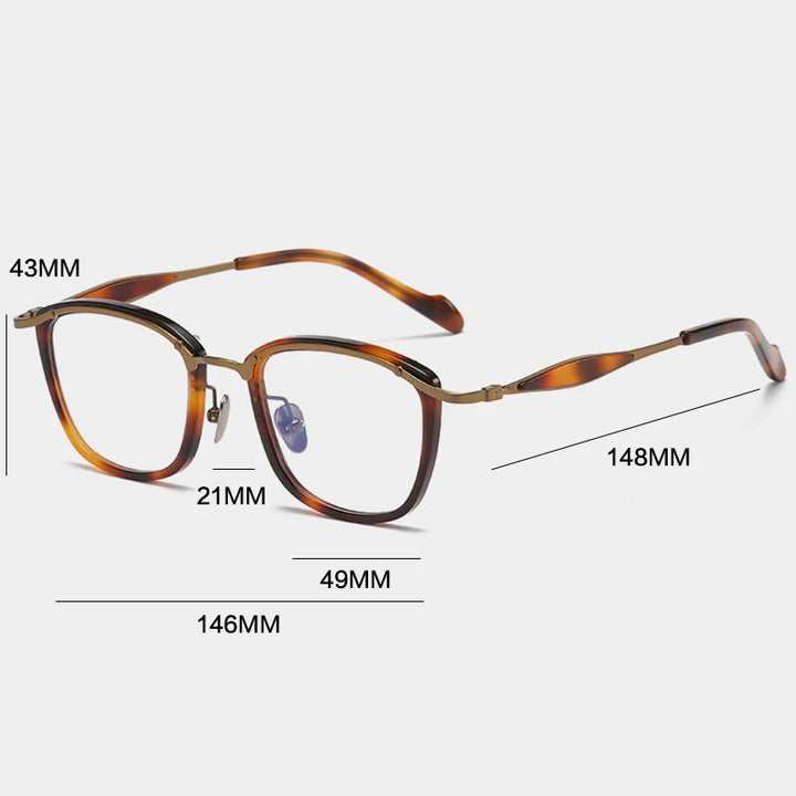 Gatenac Unisex Full Rim Square Acetate Titanium Eyeglasses Gxyj1157 Full Rim Gatenac
