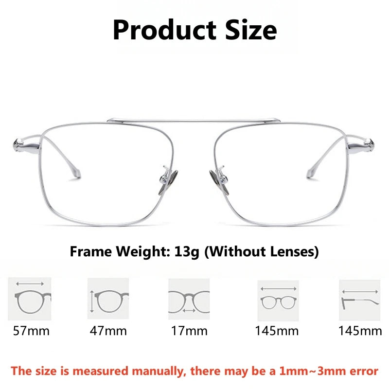Yimaruili Unisex Full Rim Square Double Bridge Titanium Eyeglasses 81910