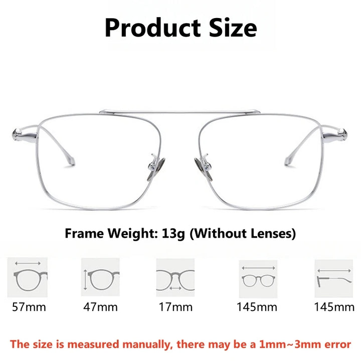 Yimaruili Unisex Full Rim Square Double Bridge Titanium Eyeglasses 81910