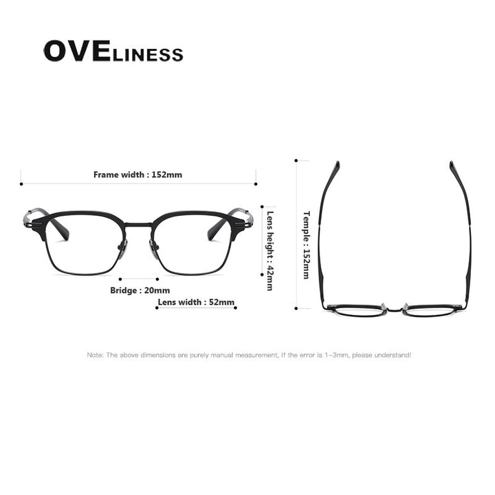 Oveliness Unisex Full Rim Square Titanium Eyeglasses Dxt142 Full Rim Oveliness