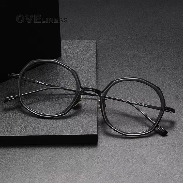 Oveliness Unisex Full Rim Polygon Titanium Acetate Eyeglasses 21135 Full Rim Oveliness
