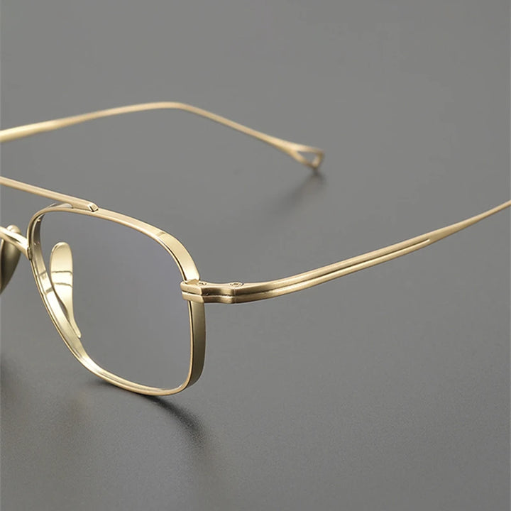Black Mask Unisex Full Rim Square Double Bridge Titanium Eyeglasses K9501 Full Rim Black Mask