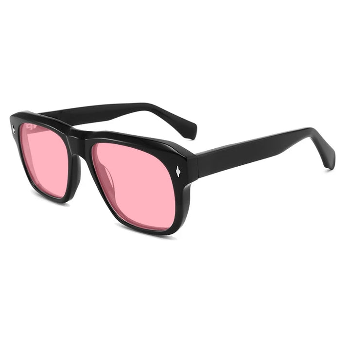 Gatenac Unisex Full Rim Square Polarized Acetate Sunglasses Mo16 Sunglasses Gatenac Black Pink