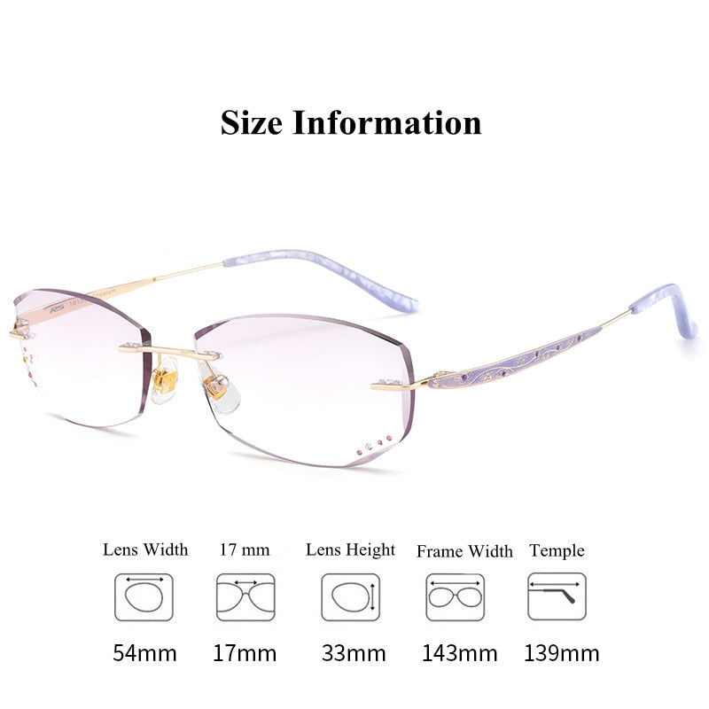 Chashma Women's Rimless Rectangle Eyeglasses 10139 Rimless Chashma