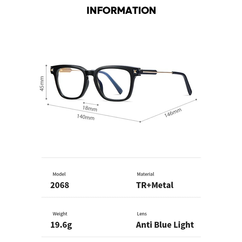Xbora Unisex Full Rim Square Tr 90 Alloy Eyeglasses 42068