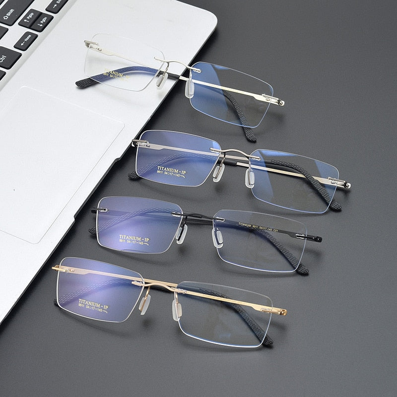 Bclear Unisex Rimless Square Titanium Eyeglasses My9911 Rimless Bclear