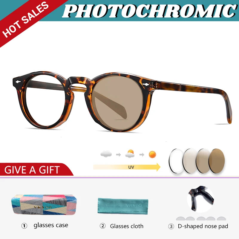 Vicky Unisex Full Rim Round Acetate Myopic Reading Glasses Polarized 31102 Reading Glasses Vicky Prescription custom 31102photochromic-C2