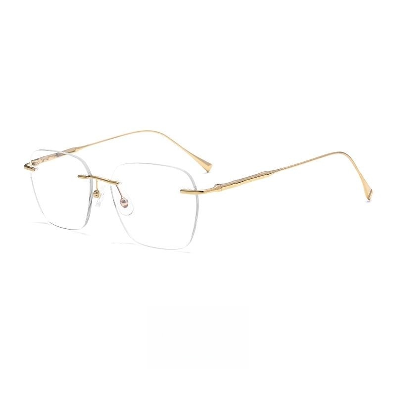 Yimaruili Unisex Rimless Square Titanium Eyeglasses 1912ti Rimless Yimaruili Eyeglasses Gold