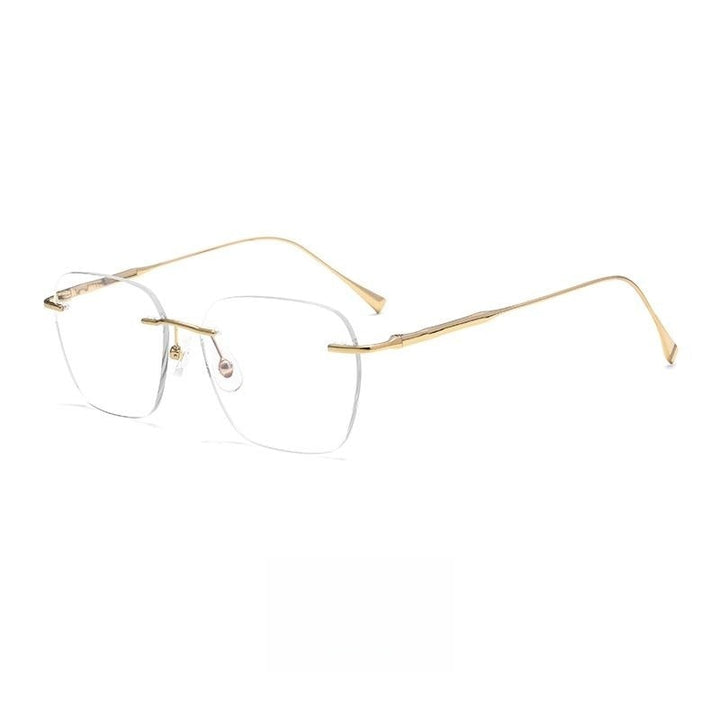 Yimaruili Unisex Rimless Square Titanium Eyeglasses 1912ti Rimless Yimaruili Eyeglasses Gold  