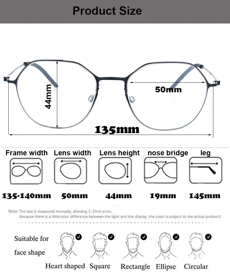Aimee Unisex Full Rim Flat Top Polygon Titanium Eyeglasses 55740