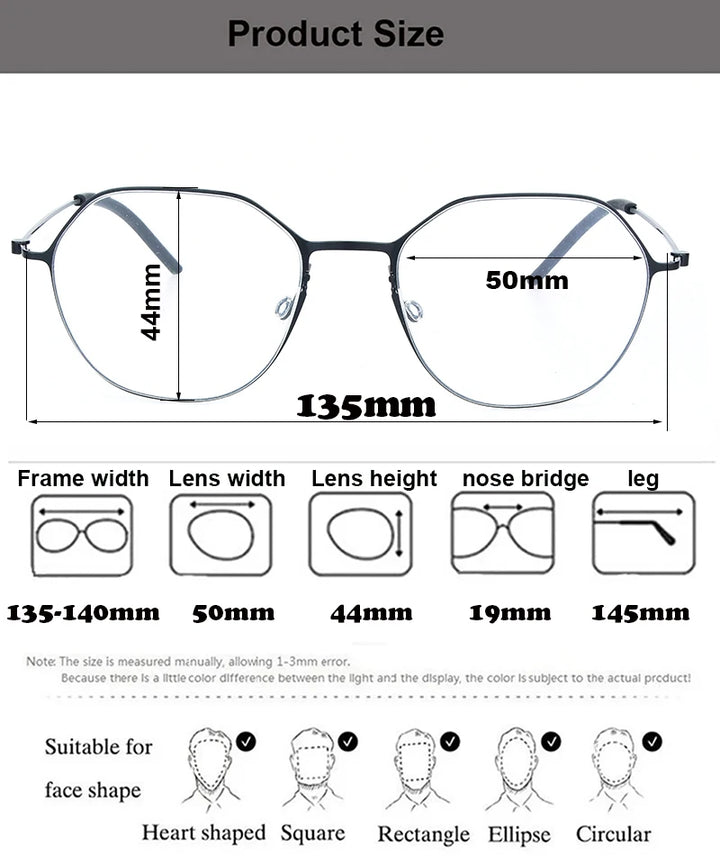 Aimee Unisex Full Rim Flat Top Polygon Titanium Eyeglasses 55740