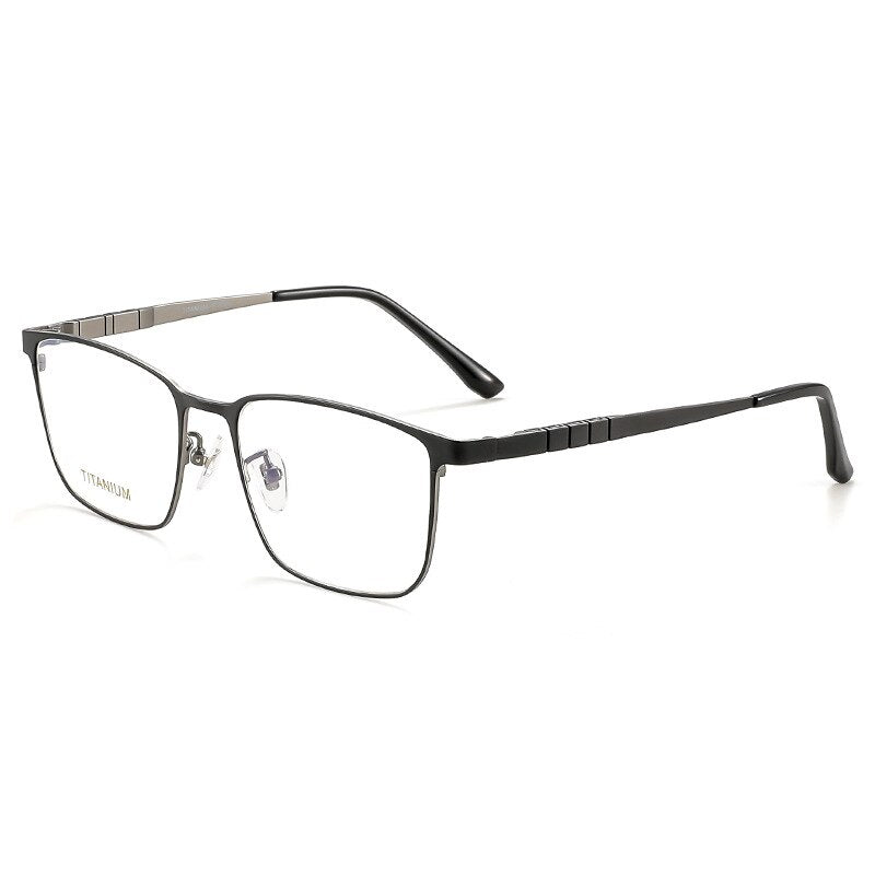 KatKani Unisex Full Rim Square Titanium Eyeglasses 69789 Full Rim KatKani Eyeglasses BlackGun  