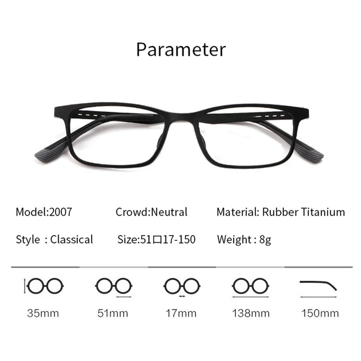 Xbora Unisex Full Rim Square Tr 90 Titanium Eyeglasses 2007