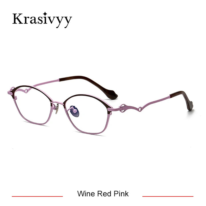 Krasivyy Unisex Full Rim Oval Square Titanium Acetate Eyeglasses 46086 Full Rim Krasivyy Wine Red Pink