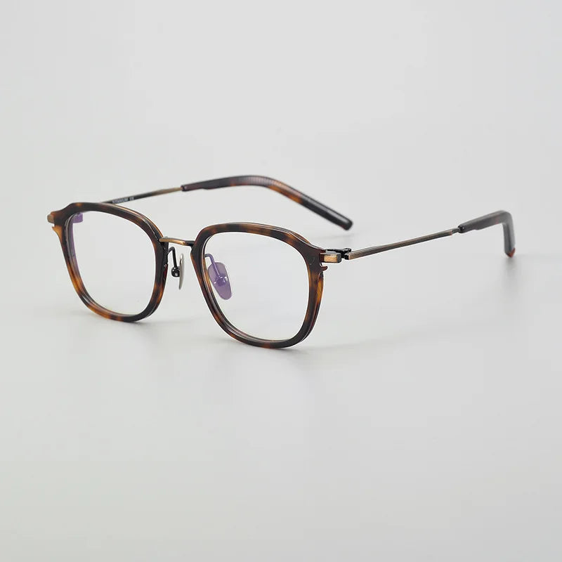Black Mask Unisex Full Rim Square Acetate Titanium Eyeglasses 915110