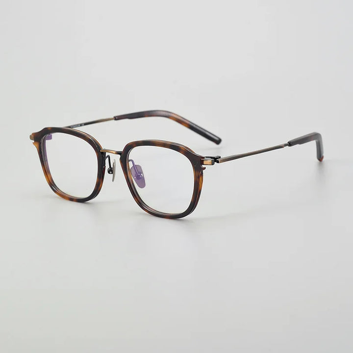 Black Mask Unisex Full Rim Square Acetate Titanium Eyeglasses 915110