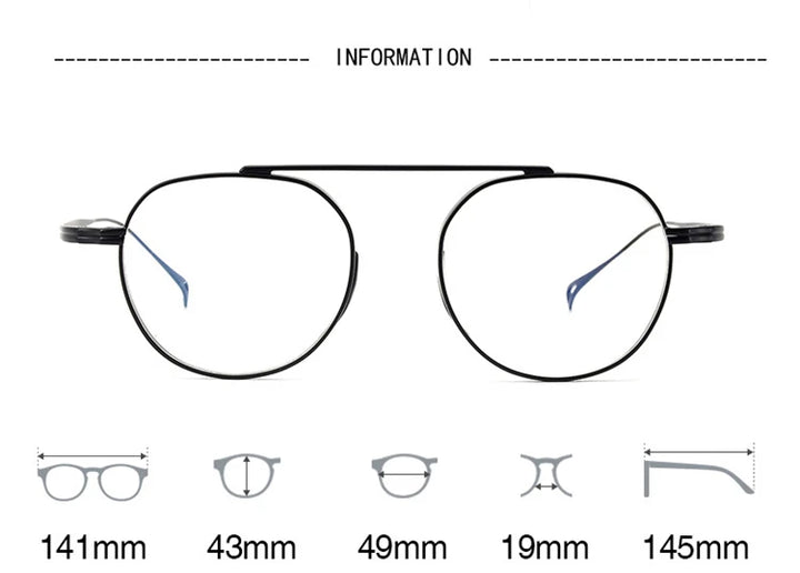 Black Mask Unisex Full Rim Polygon Square Titanium Eyeglasses 49503 Full Rim Black Mask