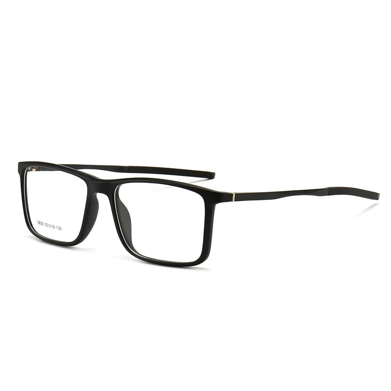 Kocolior Unisex Full Rim Square Tr 90 Aluminium Hyperopic Reading Glasses 5832 Reading Glasses Kocolior Black 0