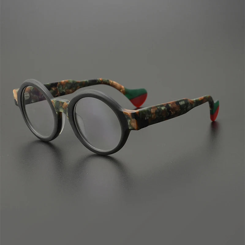 Nobler Unisex Full Rim Large Round Frosted Acetate Eyeglasses 19271 Full Rim Nobler