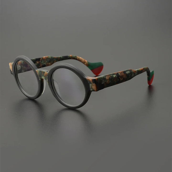 Nobler Unisex Full Rim Large Round Frosted Acetate Eyeglasses 19271 Full Rim Nobler