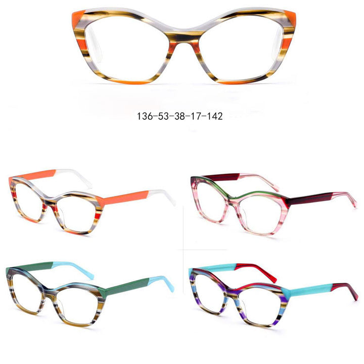 CCspace Unisex Full Rim Cat Eye Acetate Fiber Eyeglasses 56527 Full Rim CCspace