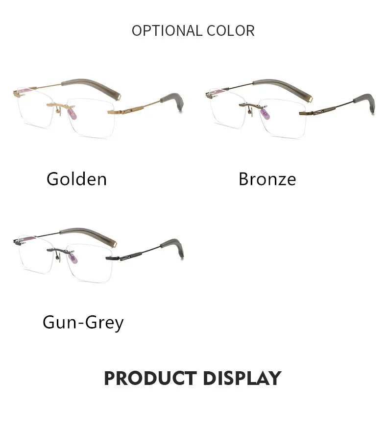 Aimee Unisex Rimless Polygon Square Titanium Eyeglasses 80814 Rimless Aimee