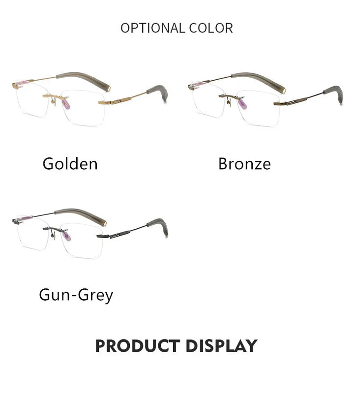 Aimee Unisex Rimless Polygon Square Titanium Eyeglasses 80814 Rimless Aimee