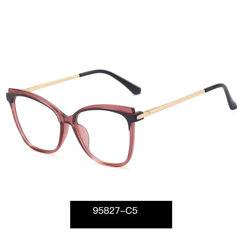 Handoer Women's Full Rim Square Cat Eye Try 90 Alloy Eyeglasses 95827