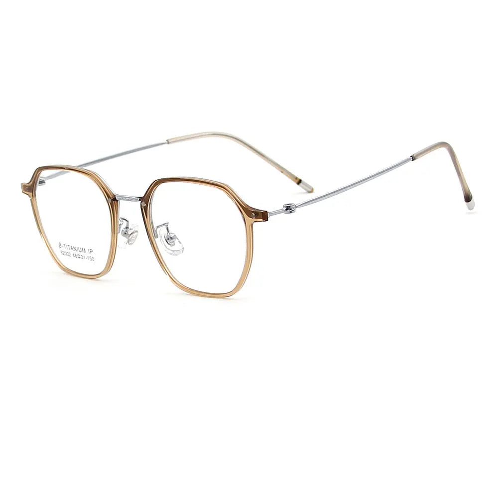 Gmei Women's Full Rim Flat Top Polygon Tr 90 Titanium Eyeglasses 82002
