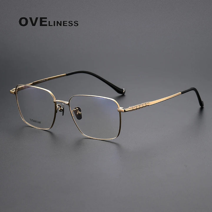 Oveliness Men's Full Rim Square Titanium Eyeglasses 80904 Full Rim Oveliness gold