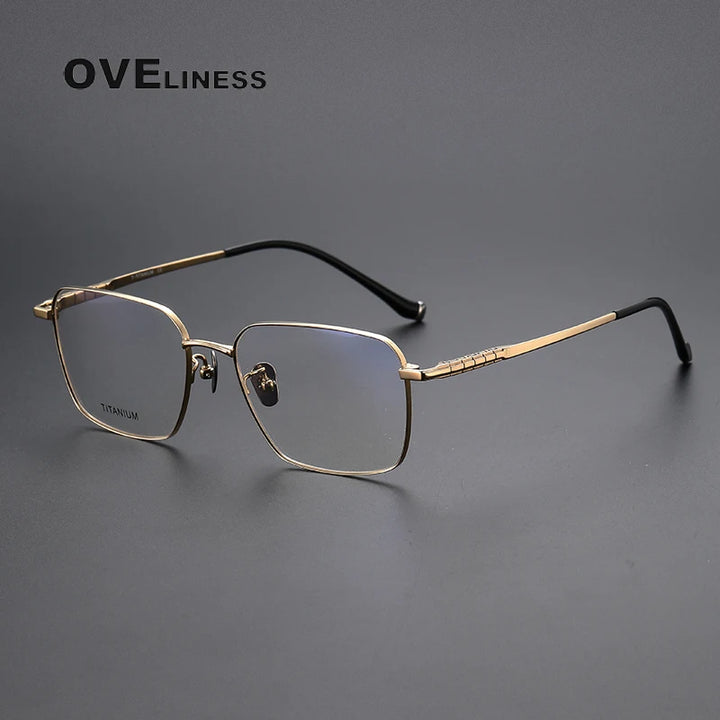 Oveliness Men's Full Rim Square Titanium Eyeglasses 80904 Full Rim Oveliness gold  