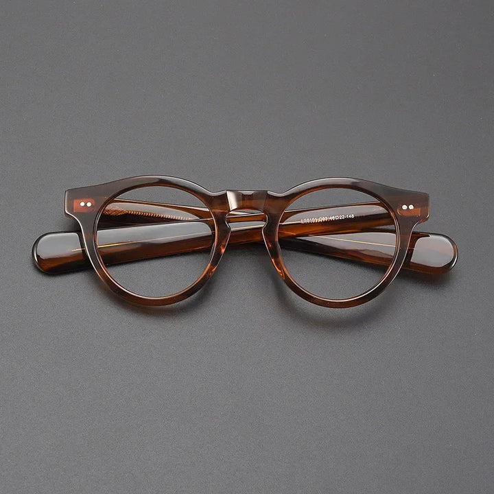 Hewei Women's Full Rim Round Thick Acetate Eyeglasses 48151 Full Rim Hewei