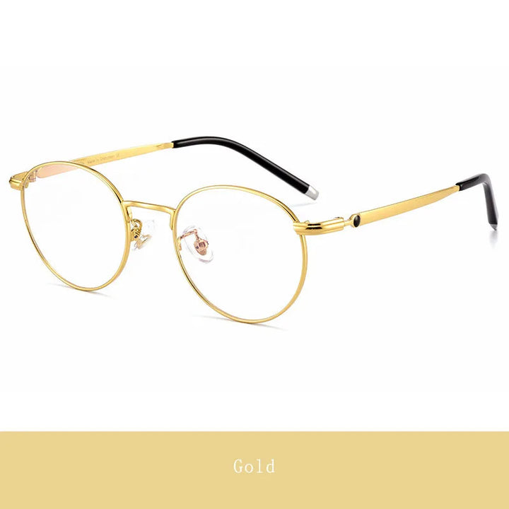 Hdcrafter Unisex Full Rim Round Titanium Eyeglasses 0172O Full Rim Hdcrafter Eyeglasses Gold
