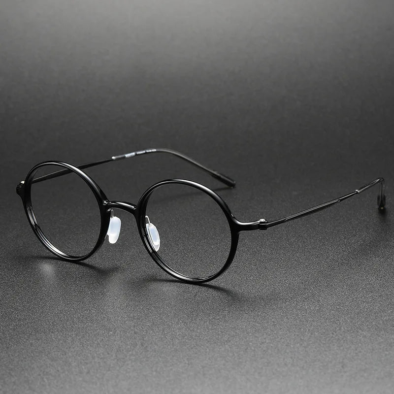 Aimee Unisex Full Rim Round Titanium Acetate Eyeglasses 8635 Full Rim Aimee Black