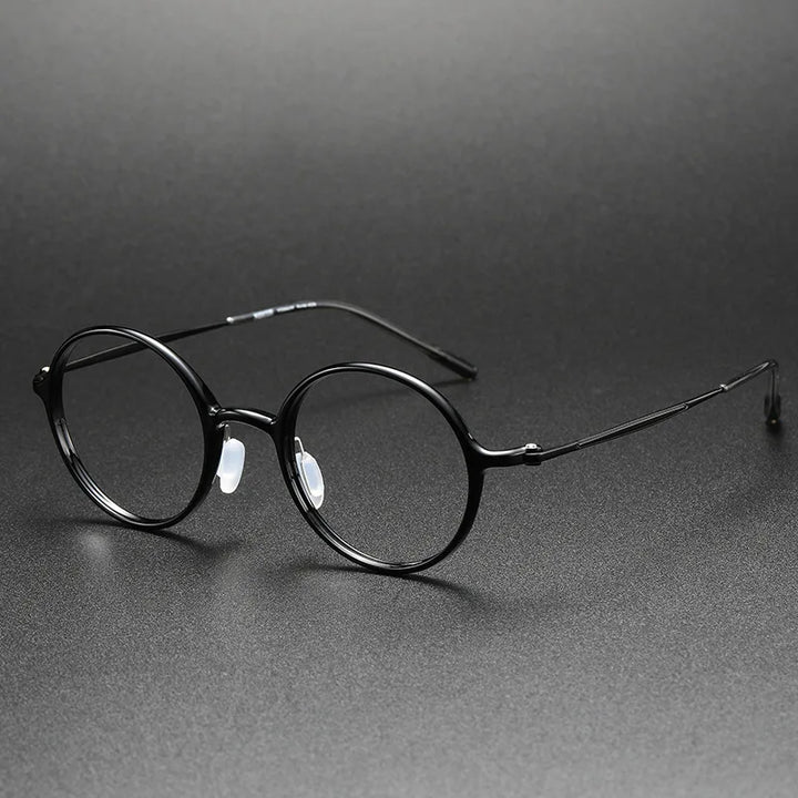 Aimee Unisex Full Rim Round Titanium Acetate Eyeglasses 8635 Full Rim Aimee Black