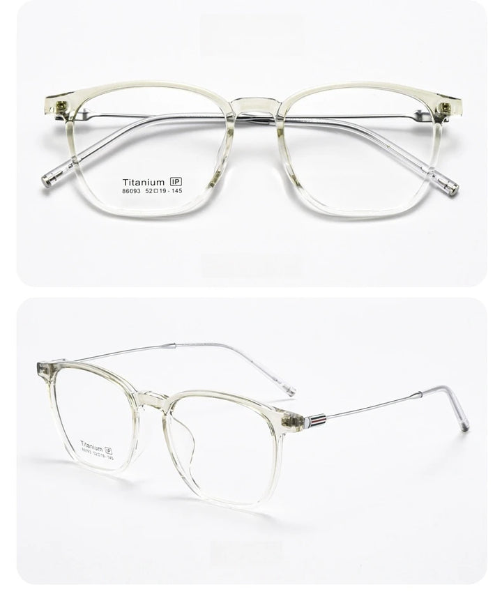 Yimaruili Unisex Full Rim Square Tr 90 Titanium Alloy Eyeglasses 66093