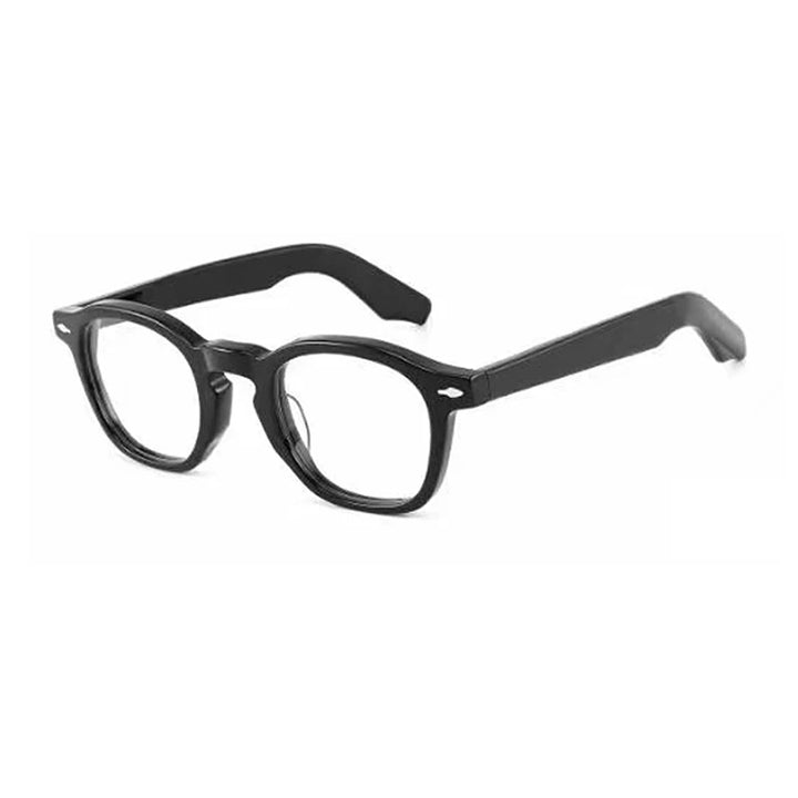 Gatenac Unisex Full Rim Square Acetate Eyeglasses Gxyj1201 Full Rim Gatenac Black