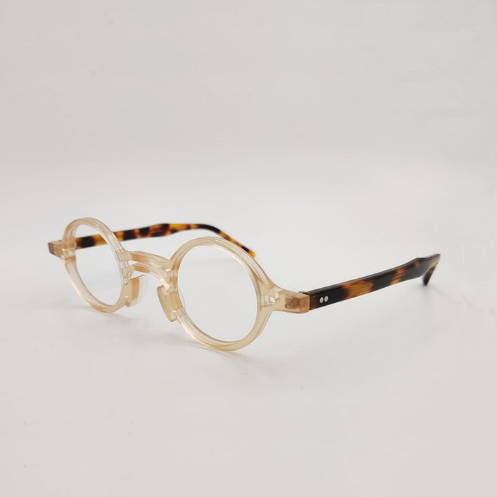 Yujo Unisex Full Rim Small Round Titanium Acetate Eyeglasses Or Polarized Sunglasses Full Rim Yujo