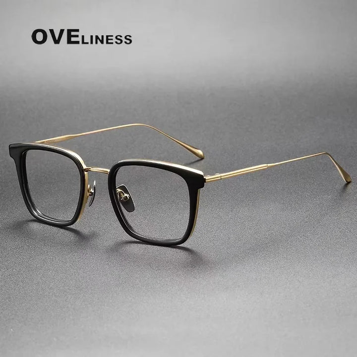 Oveliness Unisex Full Rim Square Acetate Titanium Eyeglasses 14150