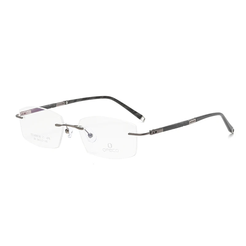 Zirosat Women's Rimless Square Titanium Rosewood Eyeglasses 20631